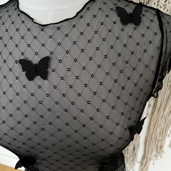 Free People Black Lace Flutter By Tee - Picture 5 of 10